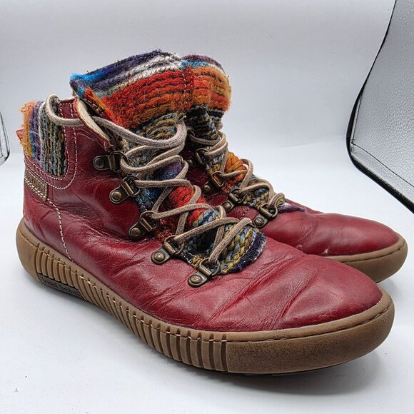 Josef Seibel Maren Womens 8-8.5 Bootie Leather Ankle Boot Red Warm Comfort - Picture 1 of 13